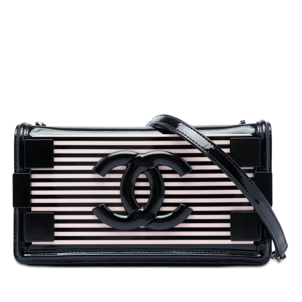 Pre-Loved Chanel Patent and Acrylic Striped Boy Brick Horizontal Flap